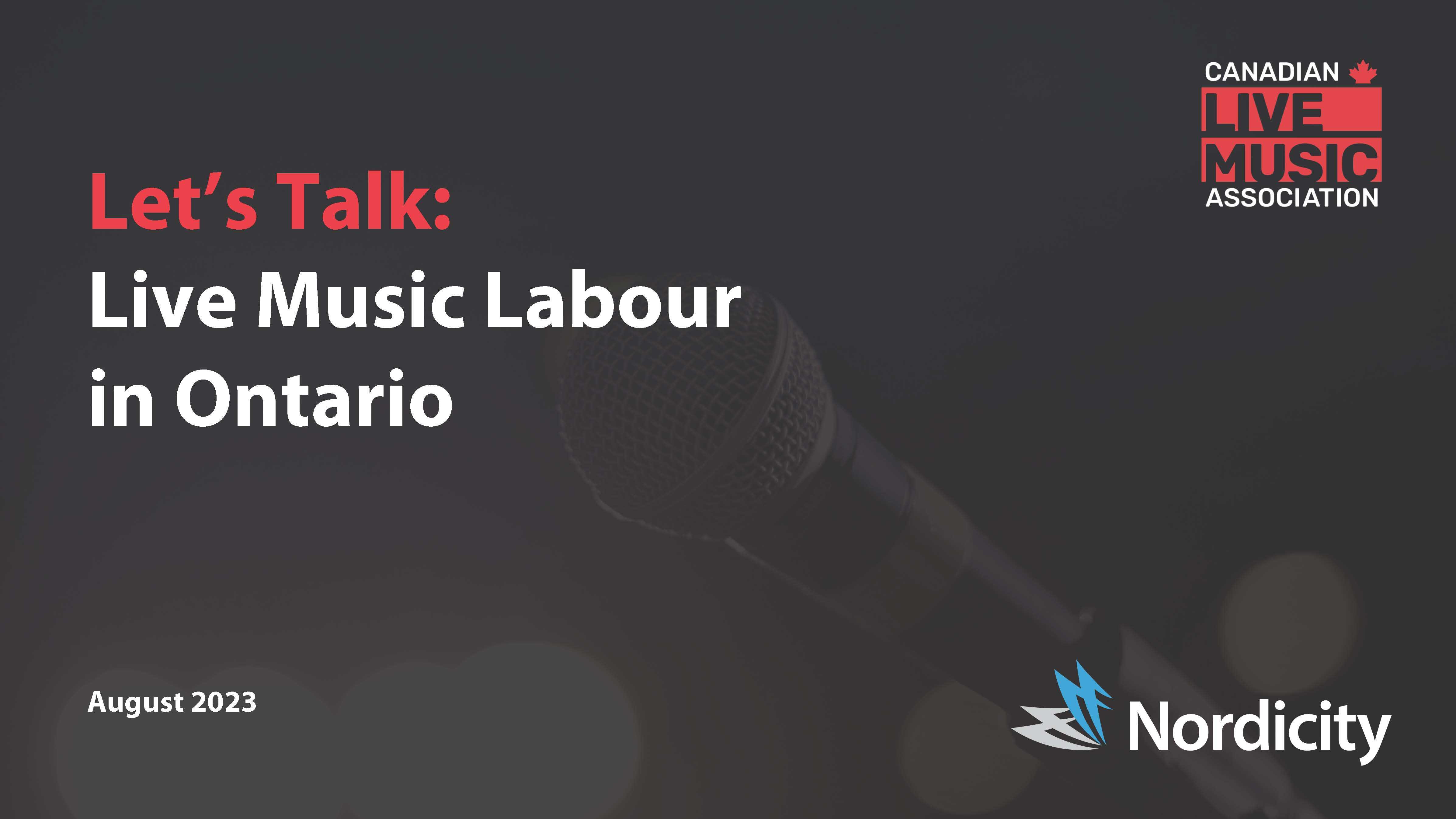 Let’s Talk: Live Music Labour in Ontario