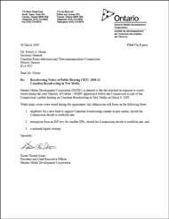 Ontario Creates' final written response to Broadcasting Notice of Public Hearing CRTC 2008-11