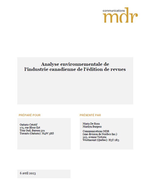 Analyse environnementale de l’industrie canadienne de l’édition de revues
